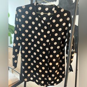 Zara Black-and-White Polka Dot Blouse | Size Medium